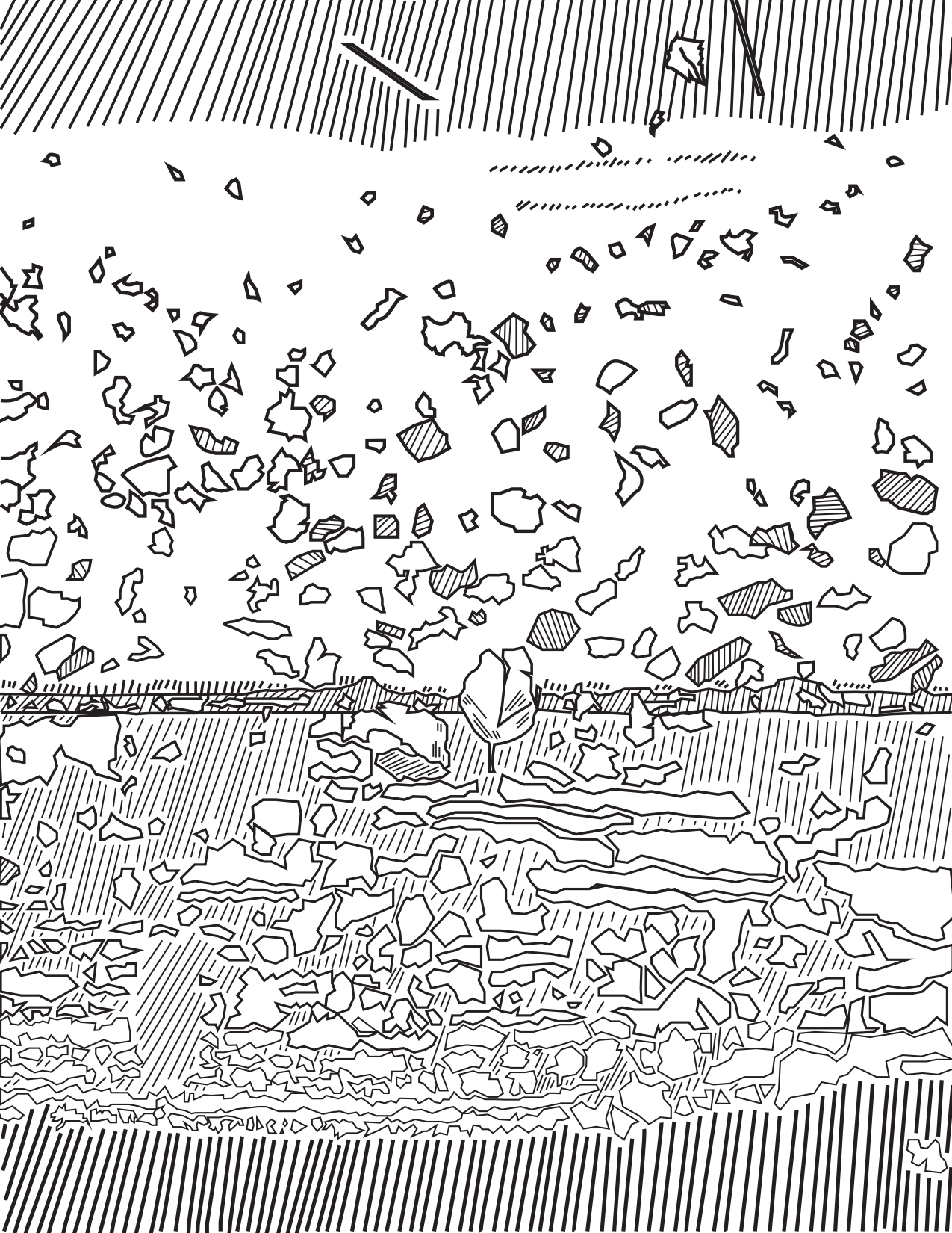 Black and White Contour Line Illustration of Sidewalk