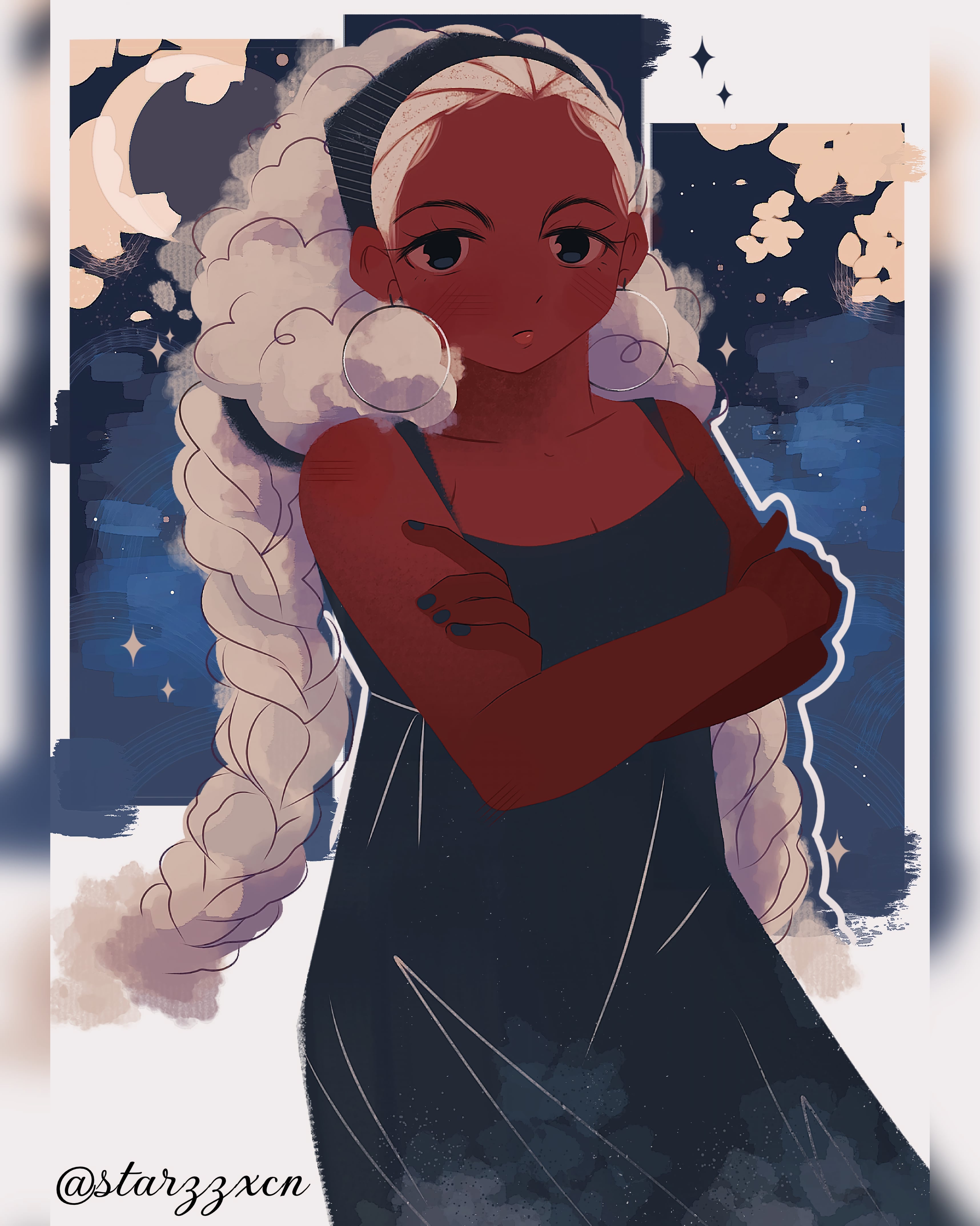 Drawing of a Girl with Cloud Hair