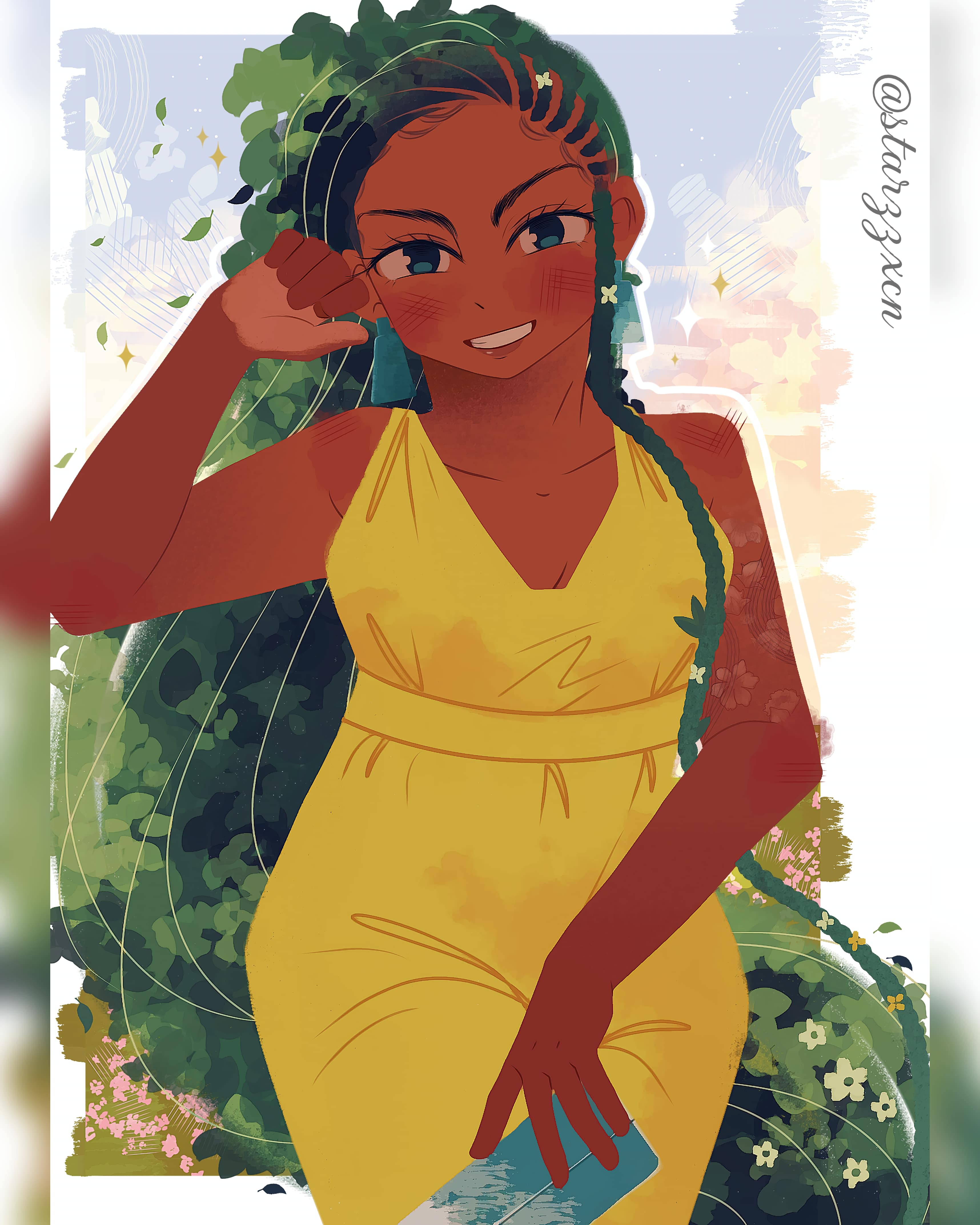 Drawing of a Girl with Grass Hair