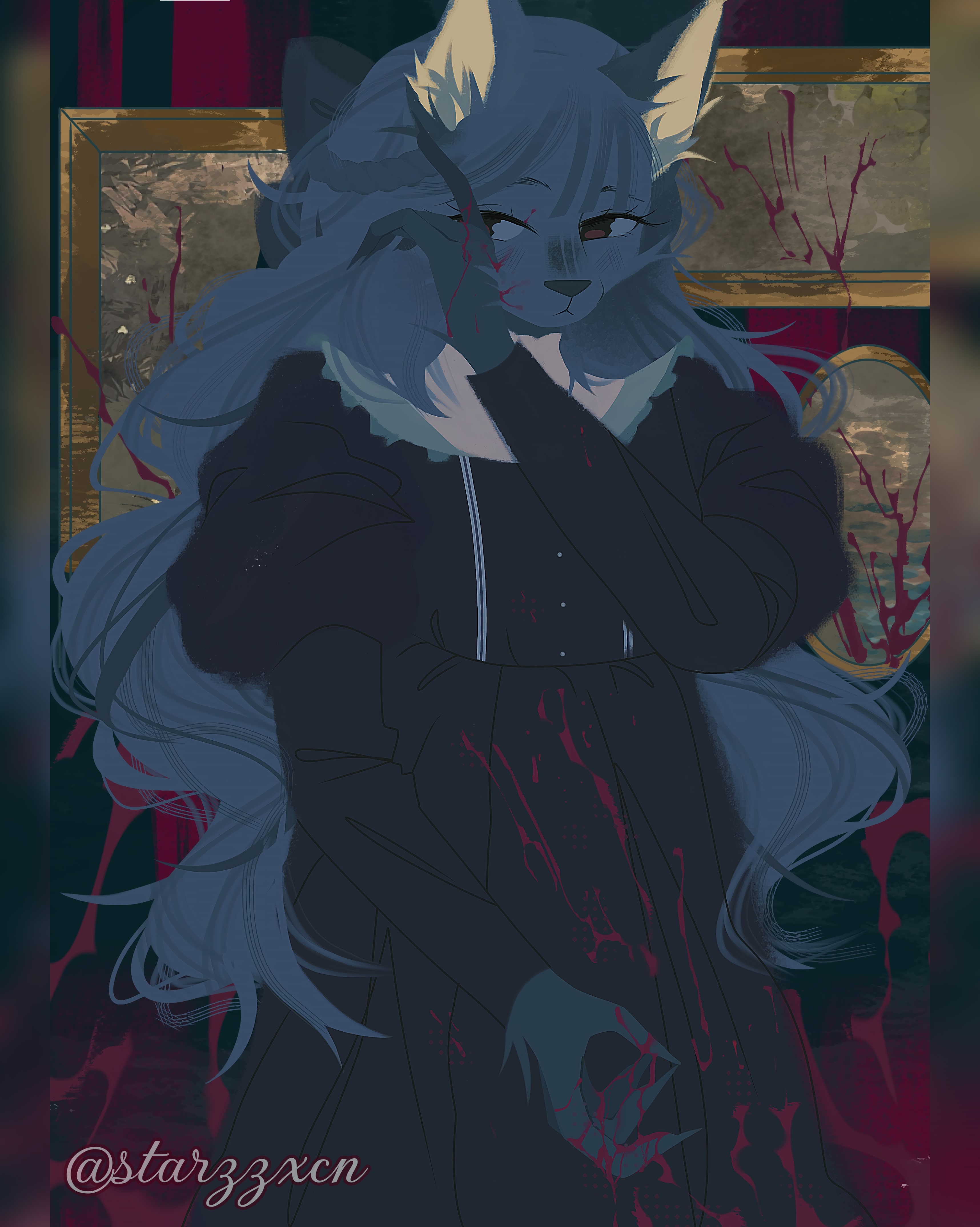 Drawing of a Scary Wolf Girl